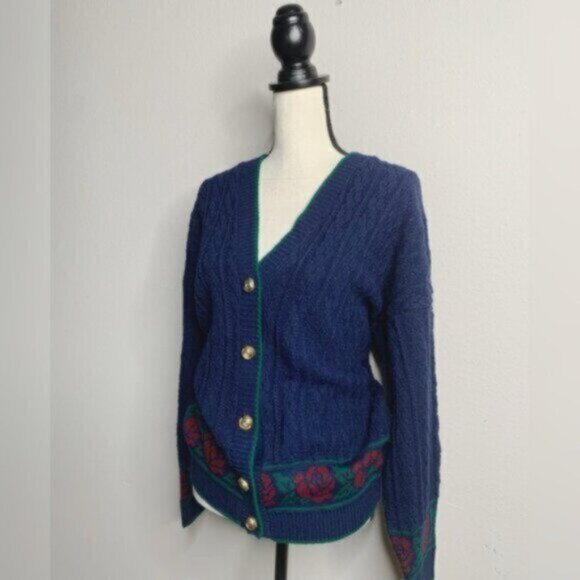 Lauren Ralph Lauren Rare Vintage Cable Cardigan Sweater With Gold Buttons - Picture 6 of 17
